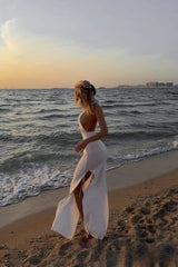 Knit Hollow Out Backless Maxi Dress
