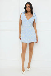 Painted Daisy Mini Dress Blue