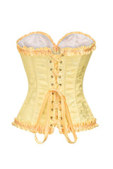 Sweetheart Yellow Lace-Up Floral Corset