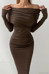 Sheath Off Shoulder Sleek Maxi Dress