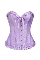 Sweetheart Brown Lace-Up Floral Corset